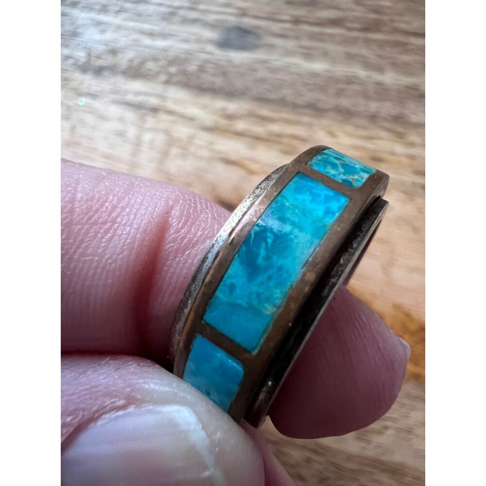 Jay King DTR Sterling Copper Turquoise Spinner Ring Size 8, 9g, Desert Rose